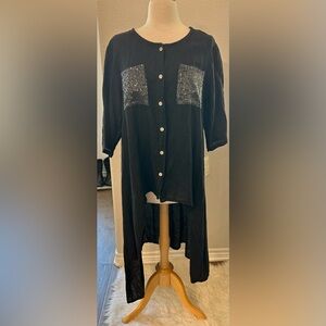 Bad little country girl 100% linen black high low top OS
